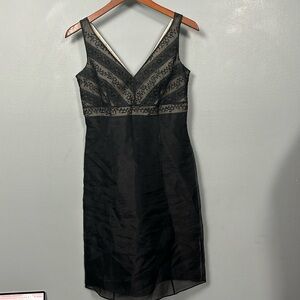 Vintage Ann Taylor Silk Shift Black Mini Dress size 0 petite